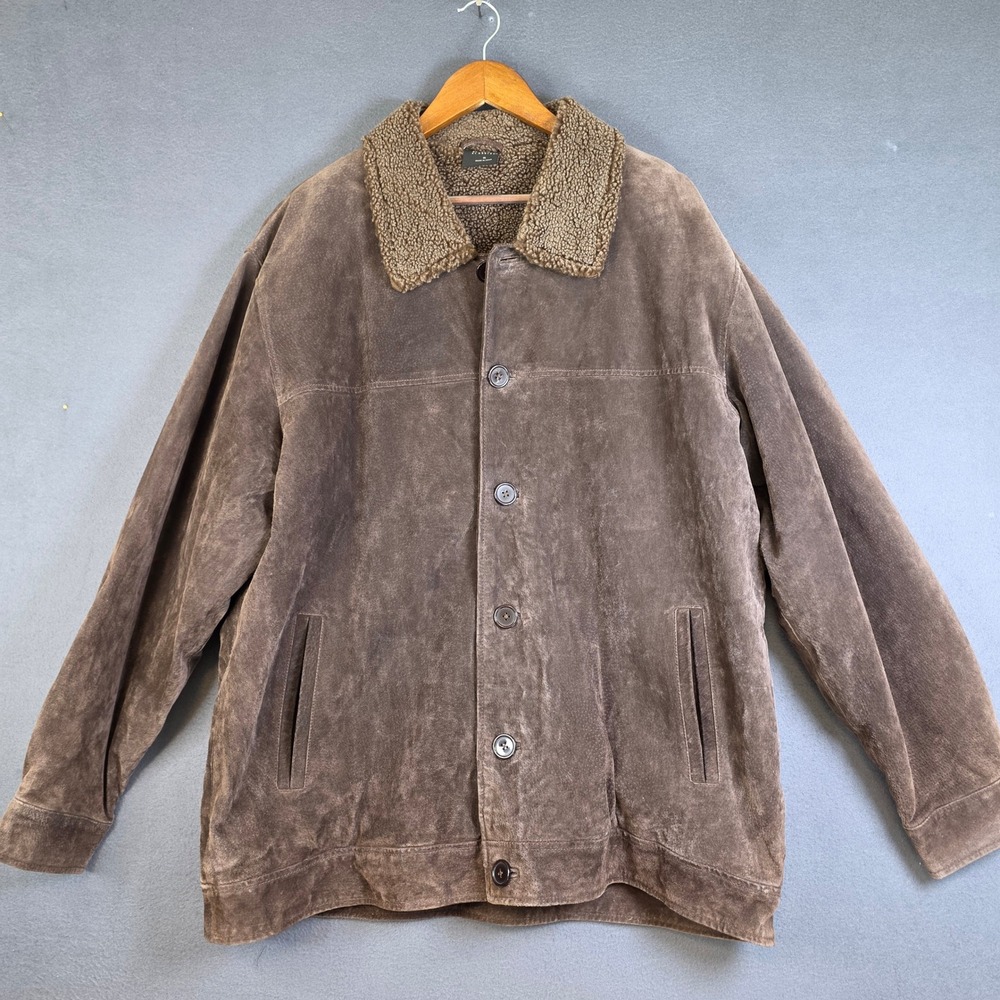 Cambridge Classics Mens Brown Genuine Leather Suede Sherpa Lined Jacket XL NEW